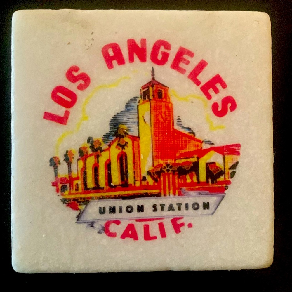 Brand new vintage LA Union Station marble coaster.